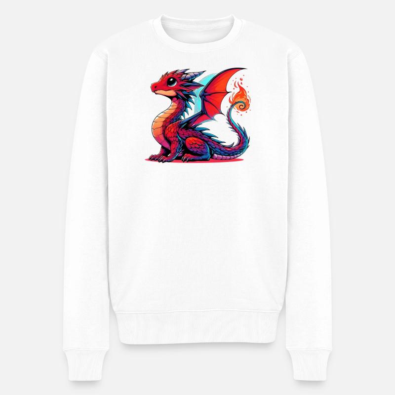 Drache - Männer Premium Bio Pullover - Weiß