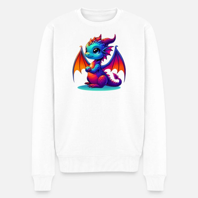 Drache - Männer Premium Bio Pullover - Weiß