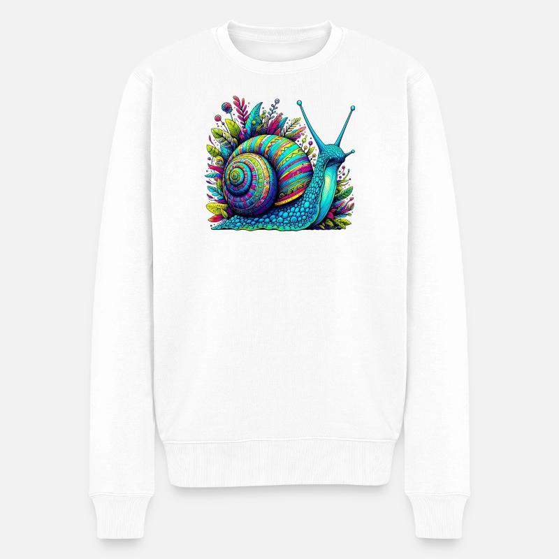 Schnecke - Männer Premium Bio Pullover - Weiß