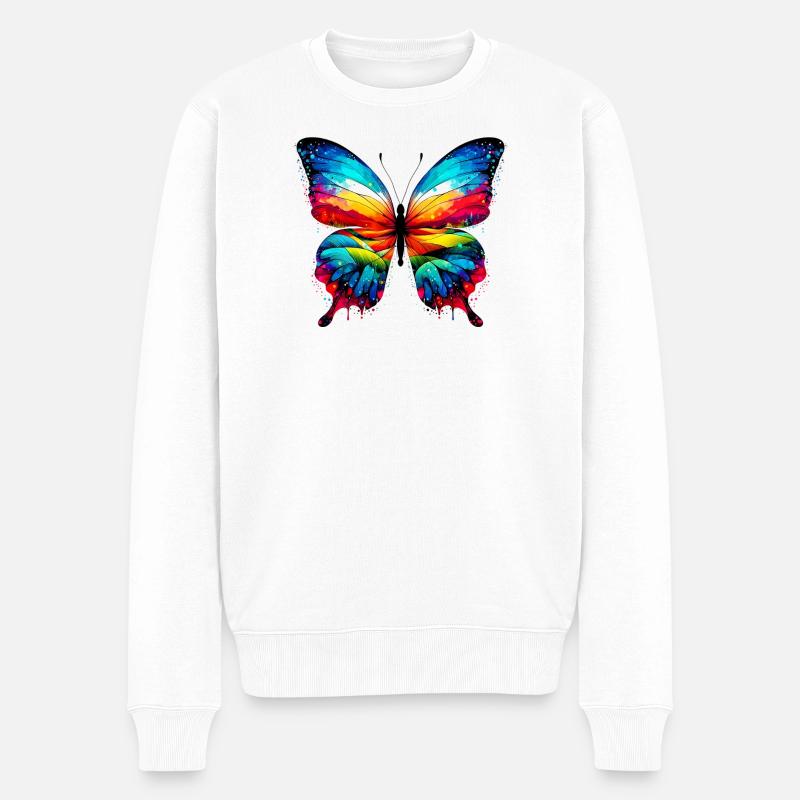 Schmetterling - Männer Premium Bio Pullover - Weiß