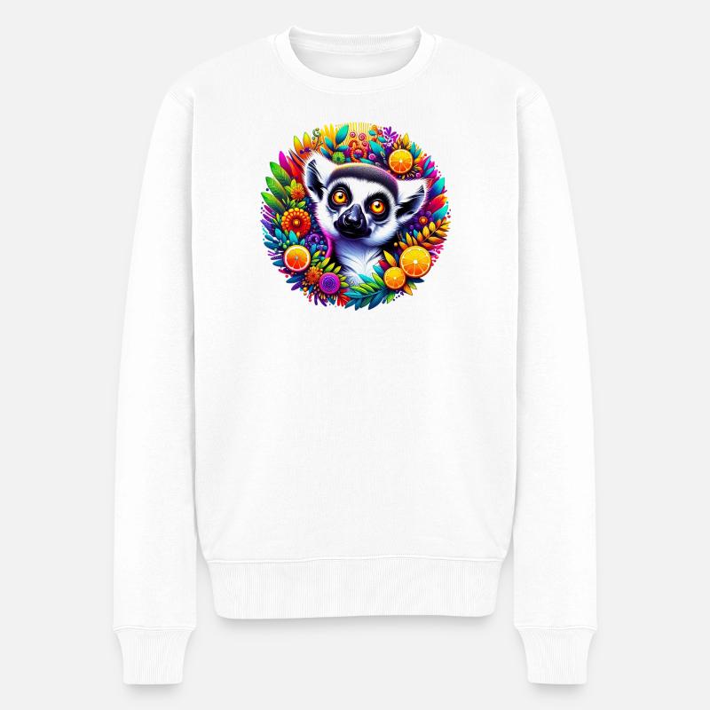 Lemur - Männer Premium Bio Pullover - Weiß
