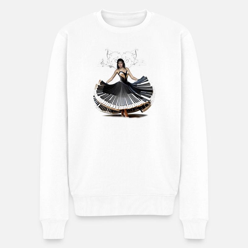 Frau tanzt elegant - Männer Premium Bio Pullover - Weiß