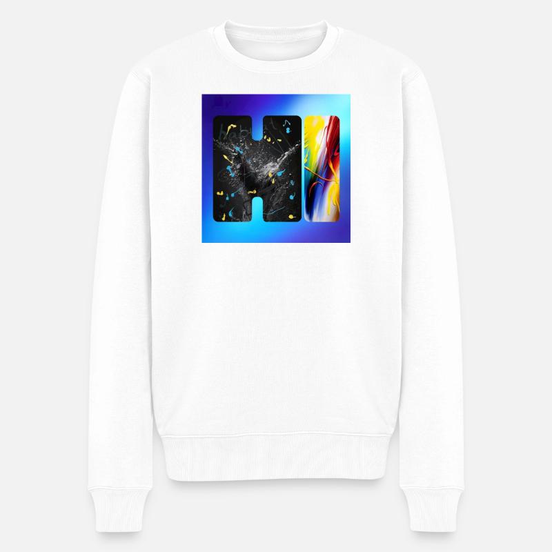 Schwarze Splatter-Abstraktion - Männer Premium Bio Pullover - Weiß
