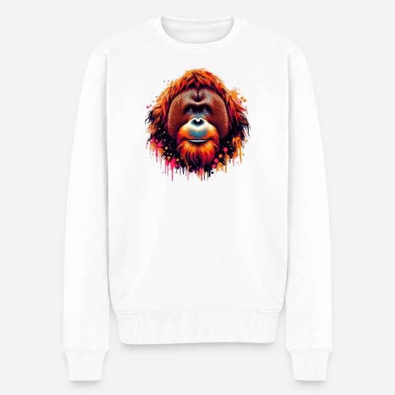 Singe orang-outan - Pull Premium bio Homme - blanc