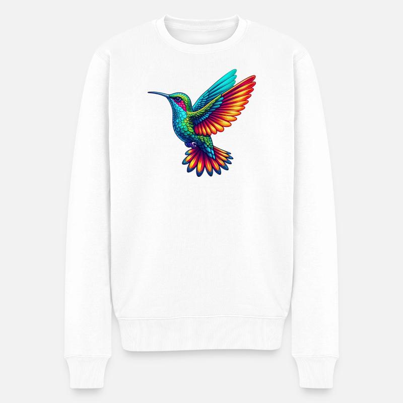 Kolibri - Männer Premium Bio Pullover - Weiß