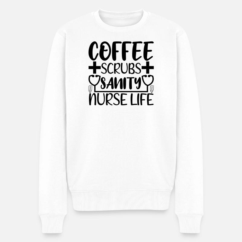 coffee scrubs sanity - Männer Premium Bio Pullover - Weiß