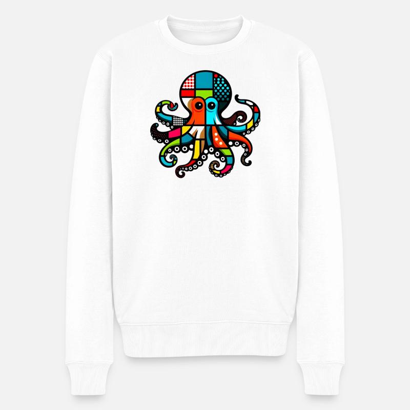 Krake - Männer Premium Bio Pullover - Weiß