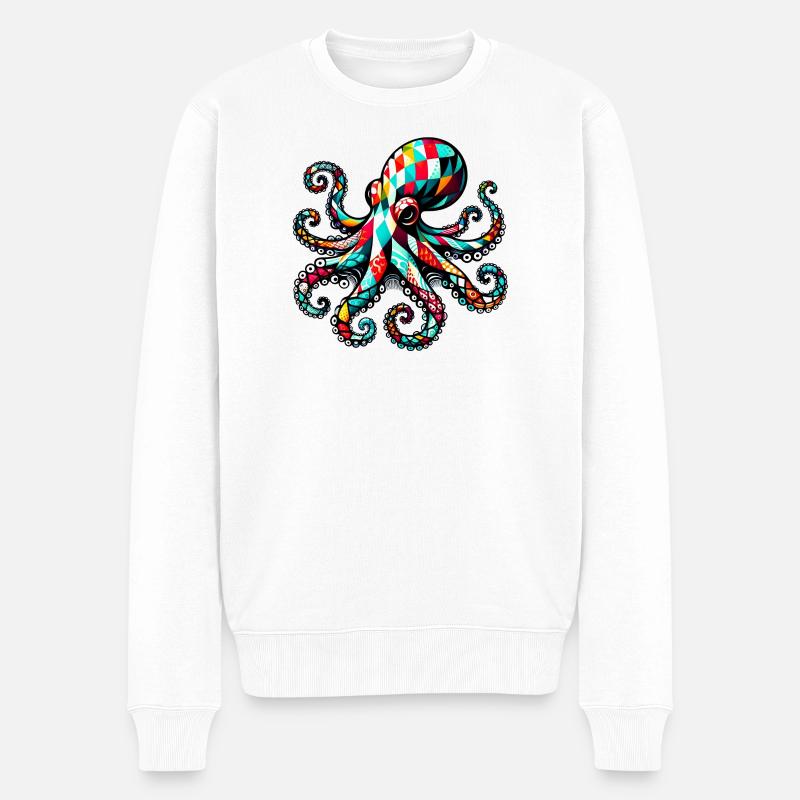 Krake - Männer Premium Bio Pullover - Weiß