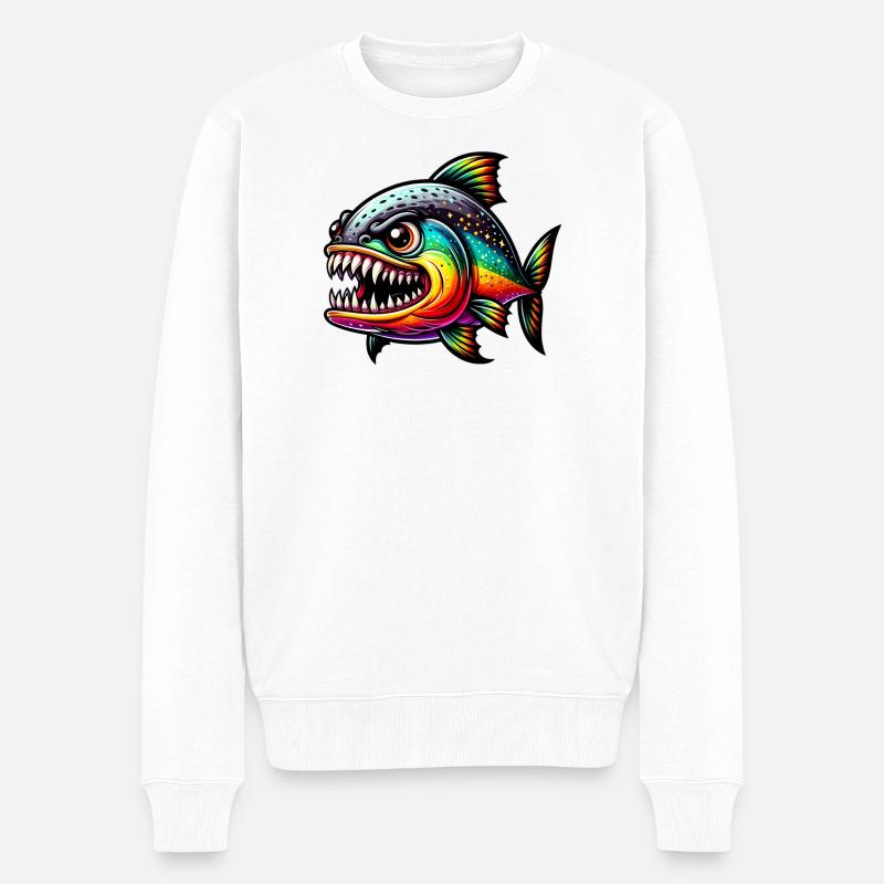 Piranha - Männer Premium Bio Pullover - Weiß