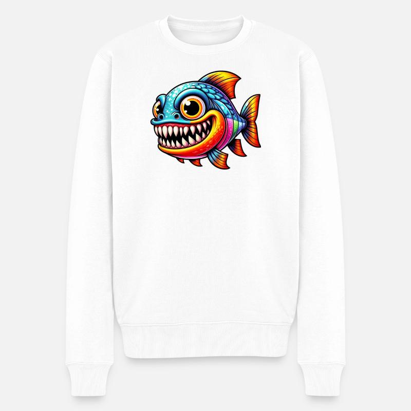 Piranha - Männer Premium Bio Pullover - Weiß