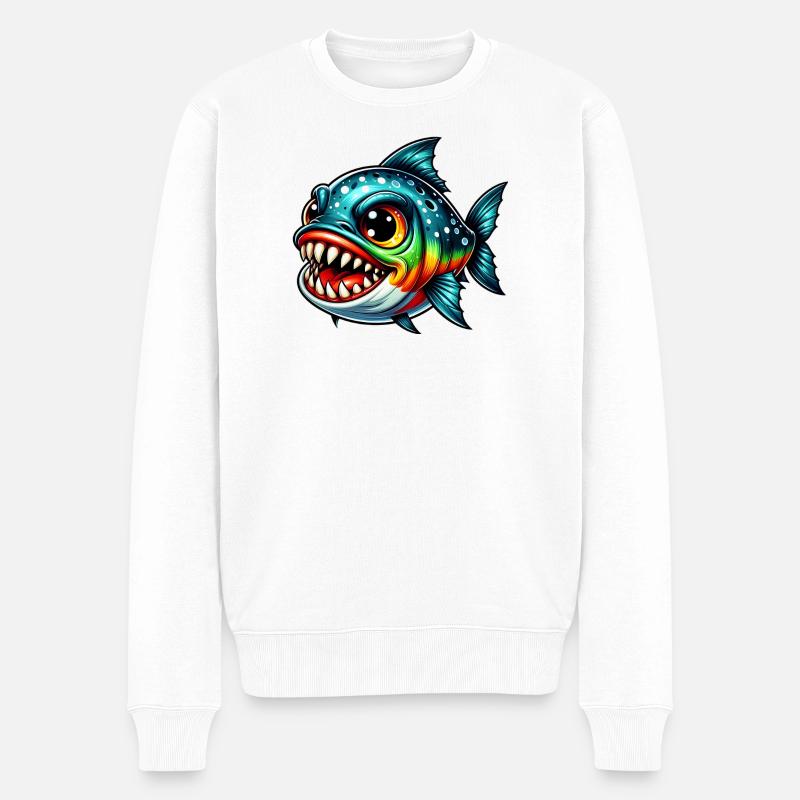 Piranha - Männer Premium Bio Pullover - Weiß