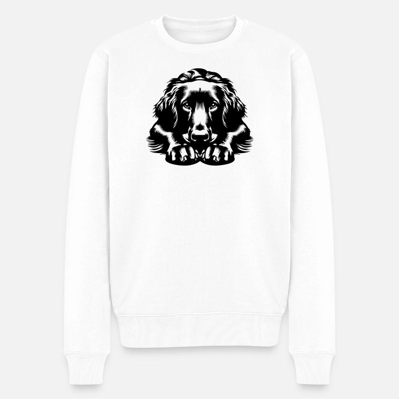 Flat-coated Retriever - Männer Premium Bio Pullover - Weiß