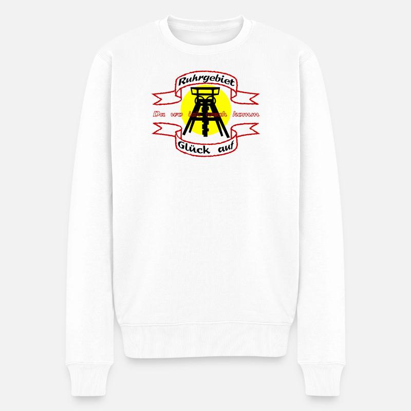 Zeche Förderturm im Ruhrgebiet - Männer Premium Bio Pullover - Weiß