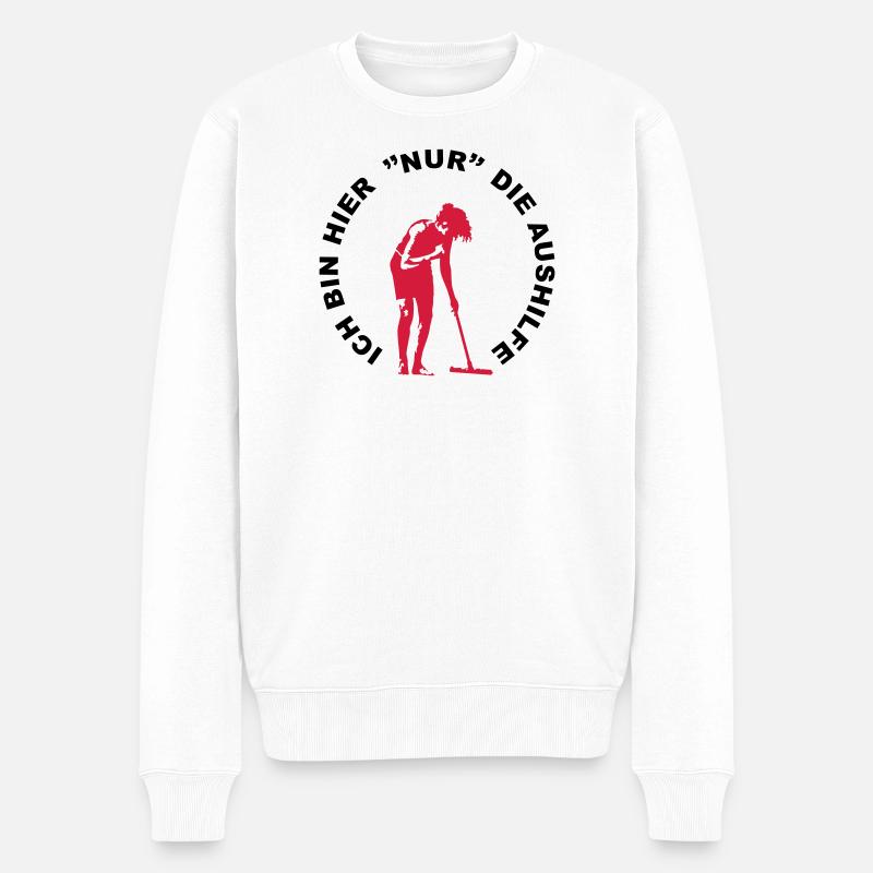 Frau beim Putzen Silhouette - Männer Premium Bio Pullover - Weiß