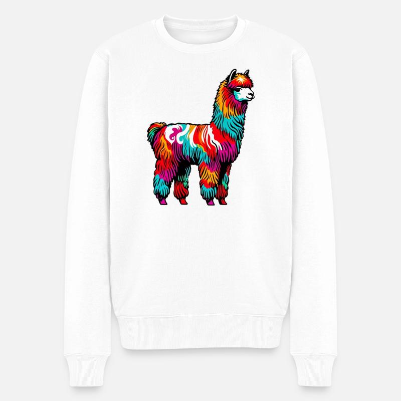 Alpaka - Männer Premium Bio Pullover - Weiß