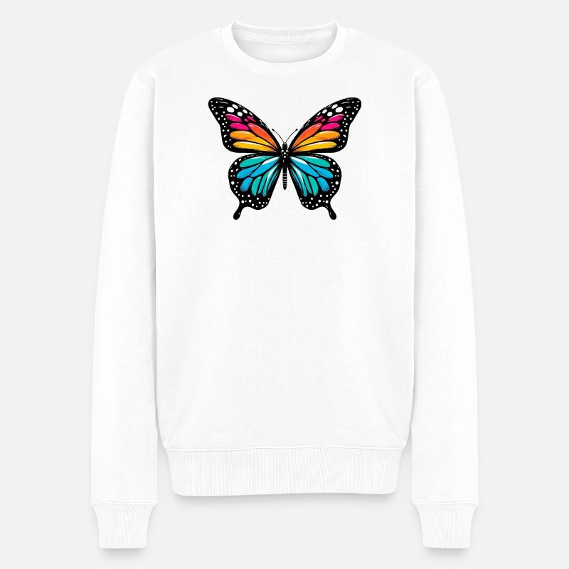 Schmetterling - Männer Premium Bio Pullover - Weiß