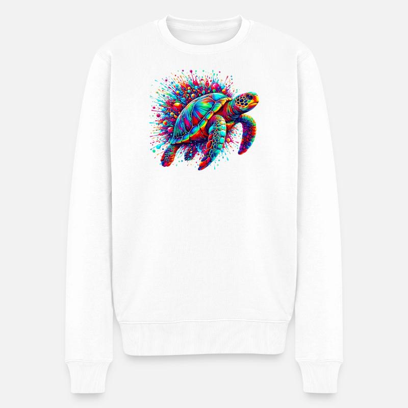 Schildkröte - Männer Premium Bio Pullover - Weiß