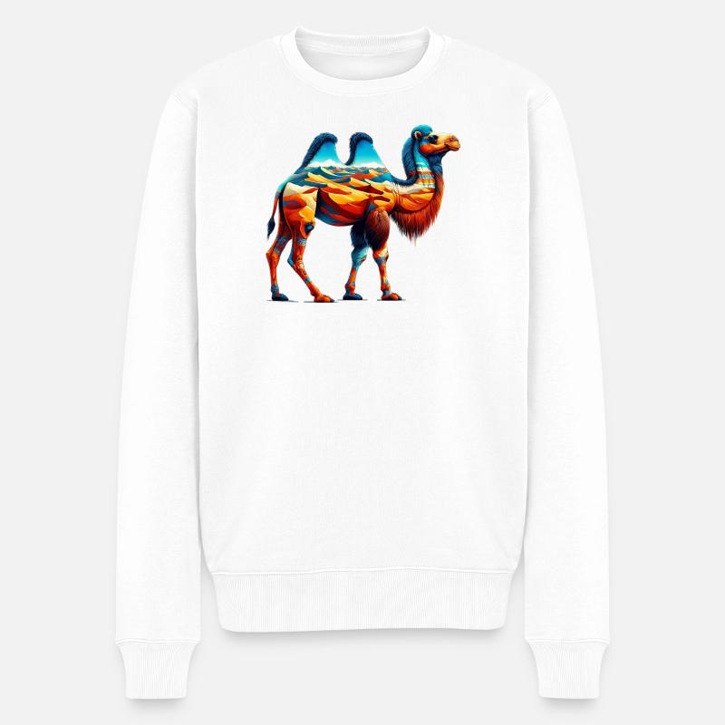 Kamel - Männer Premium Bio Pullover - Weiß