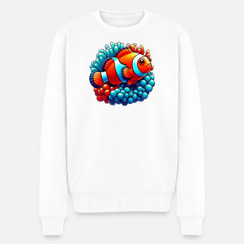 Poisson-clown - Pull Premium bio Homme - blanc