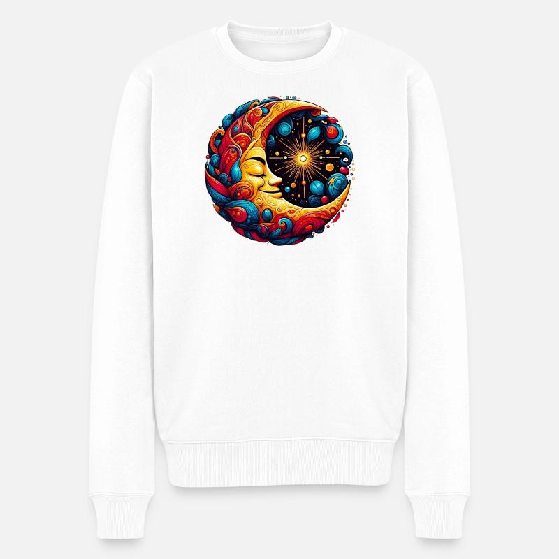 Mond - Männer Premium Bio Pullover - Weiß