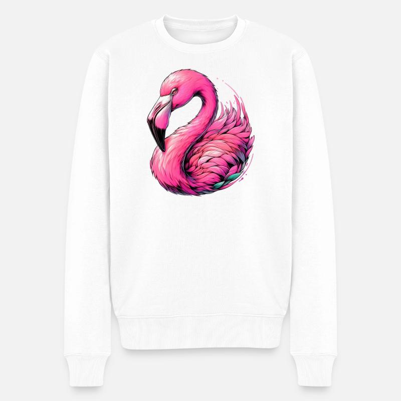 Flamingo - Männer Premium Bio Pullover - Weiß
