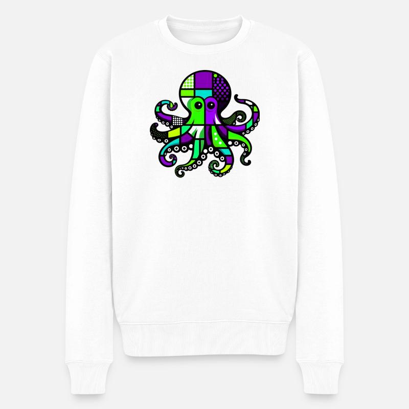 Krake - Männer Premium Bio Pullover - Weiß