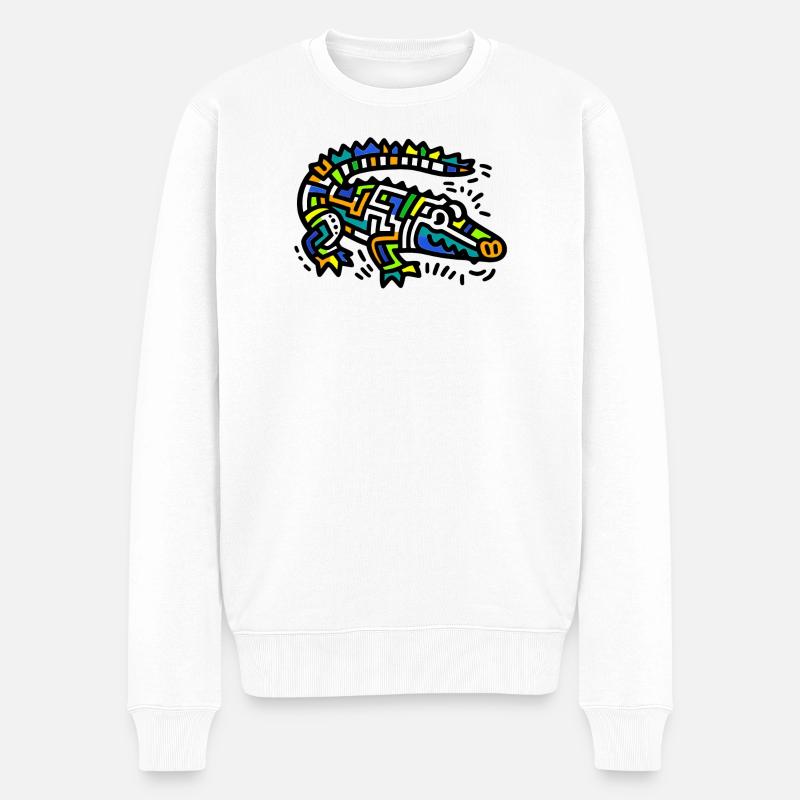 Alligator Crocodile - Pull Premium bio Homme - blanc