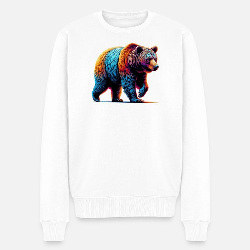 Bär - Männer Premium Bio Pullover - Weiß