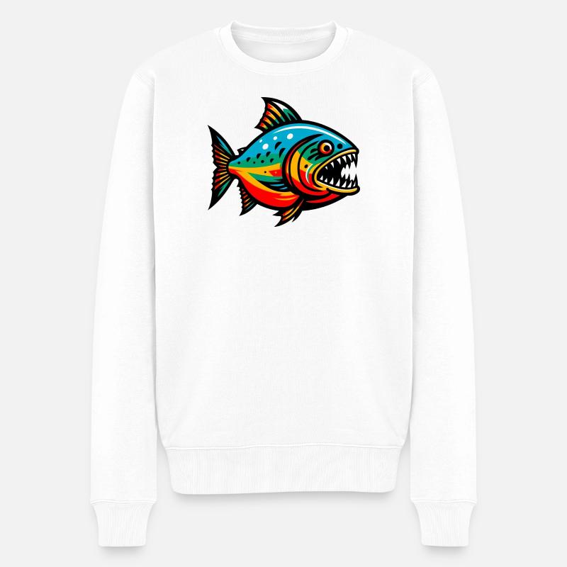 Piranha - Männer Premium Bio Pullover - Weiß