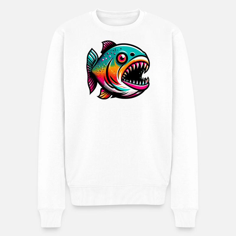 Piranha - Männer Premium Bio Pullover - Weiß
