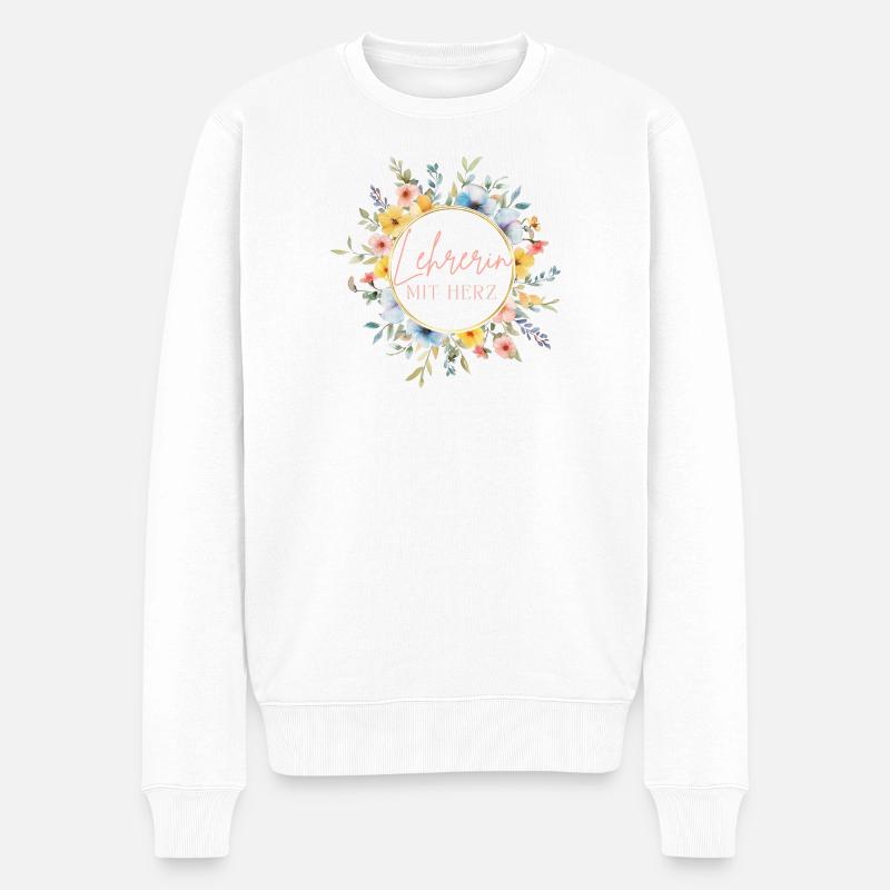 Lehrerin mit Herz! Personalisierbares Design - Männer Premium Bio Pullover - Weiß