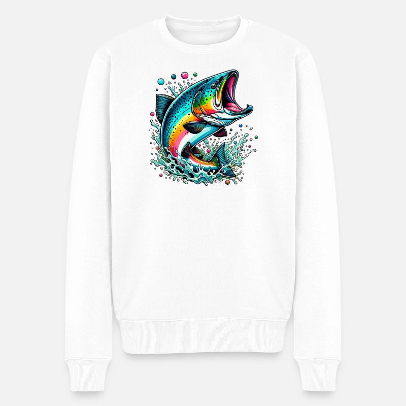 Lachs - Männer Premium Bio Pullover - Weiß