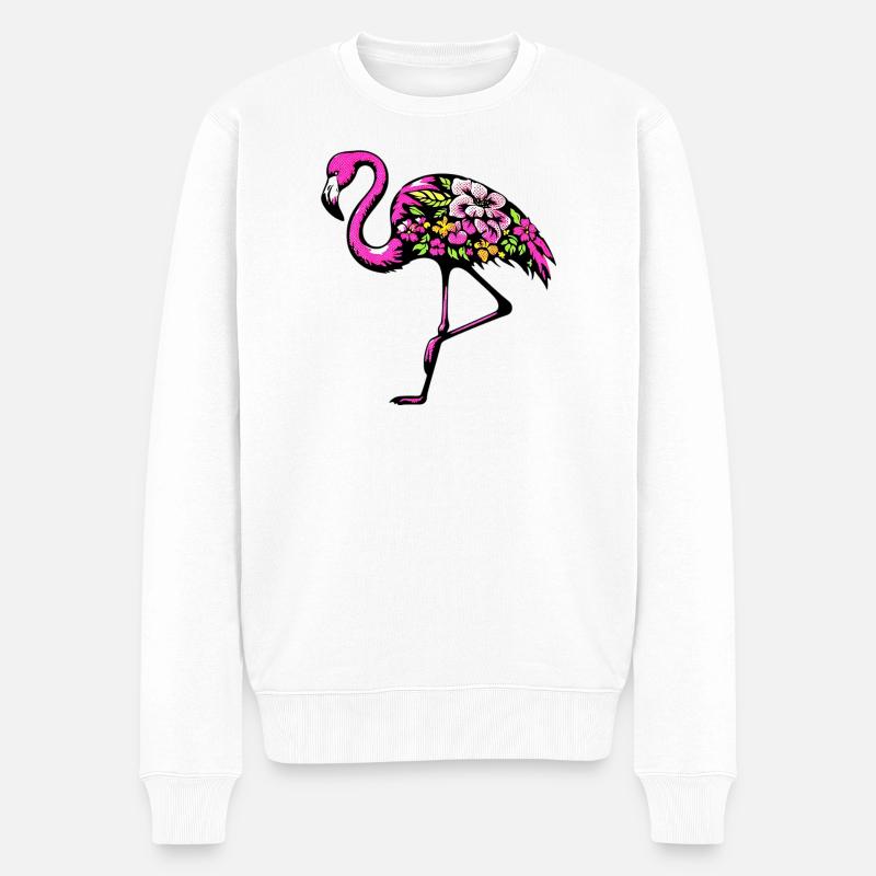 Flamingo - Männer Premium Bio Pullover - Weiß