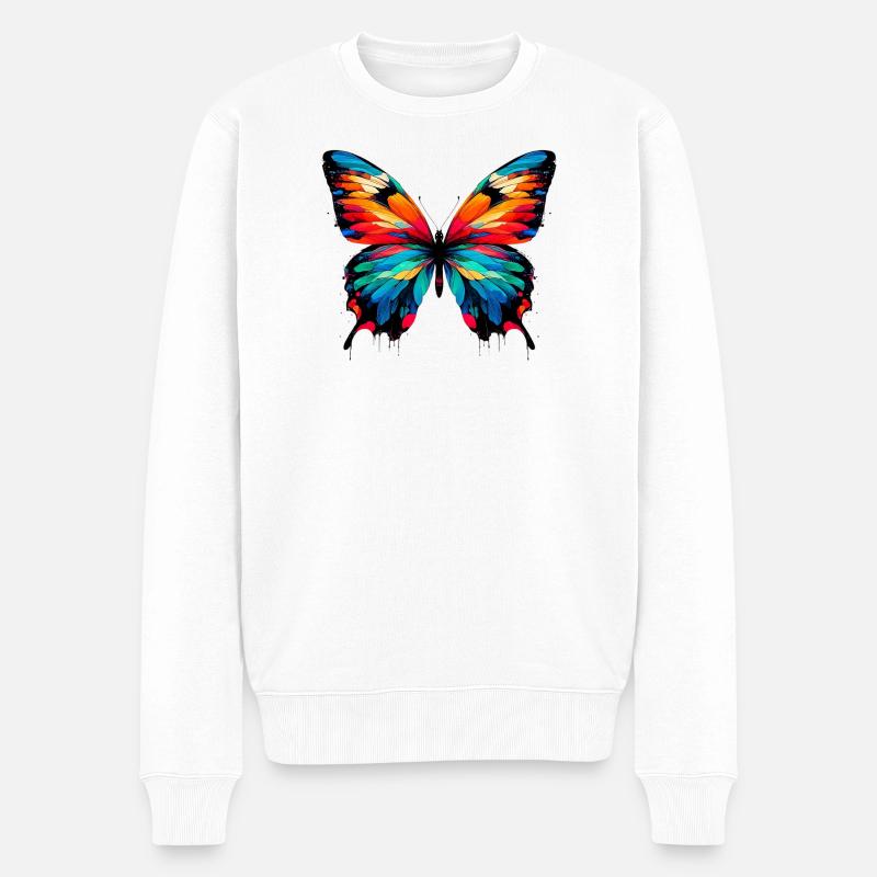 Schmetterling - Männer Premium Bio Pullover - Weiß