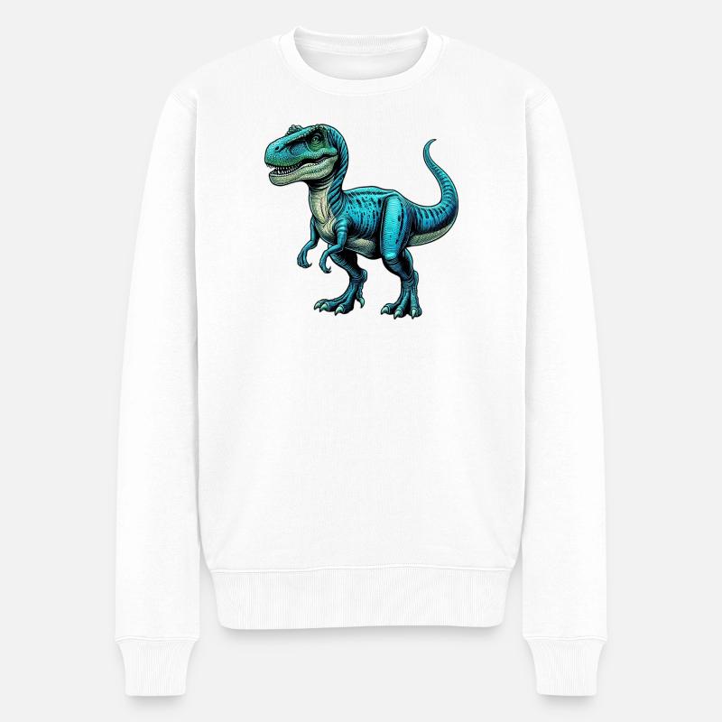 Dinosaurier - Männer Premium Bio Pullover - Weiß