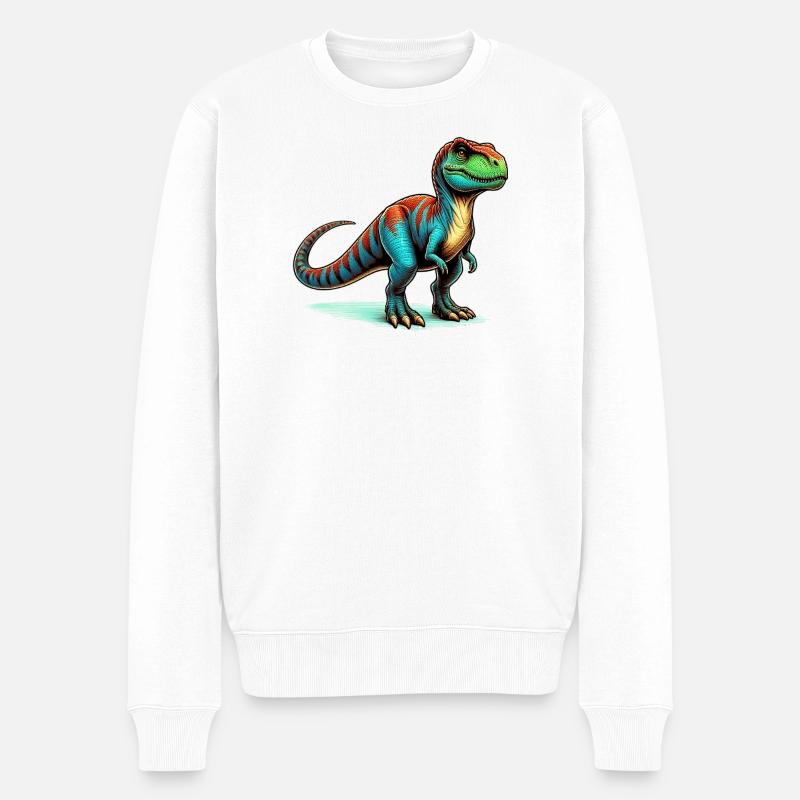 Dinosaurier - Männer Premium Bio Pullover - Weiß