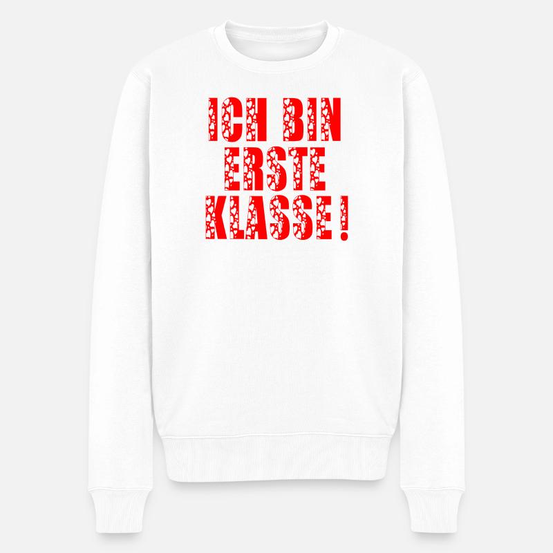 EINSCHULUNG - ICH BIN ERSTE KLASSE - Männer Premium Bio Pullover - Weiß