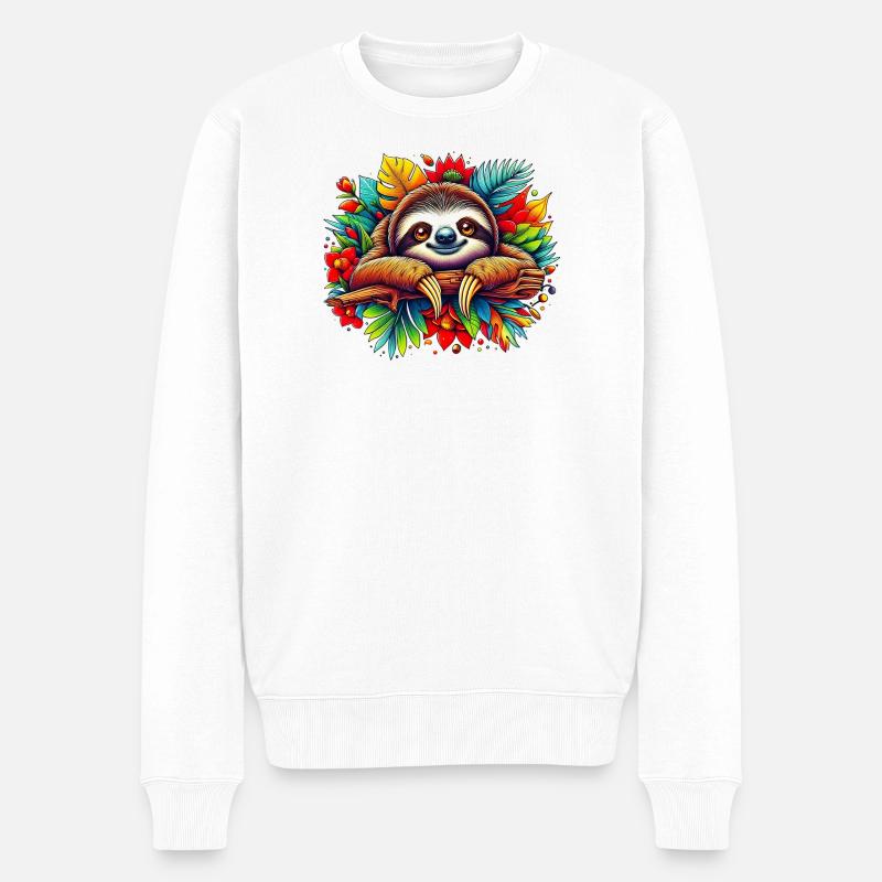 Faultier - Männer Premium Bio Pullover - Weiß