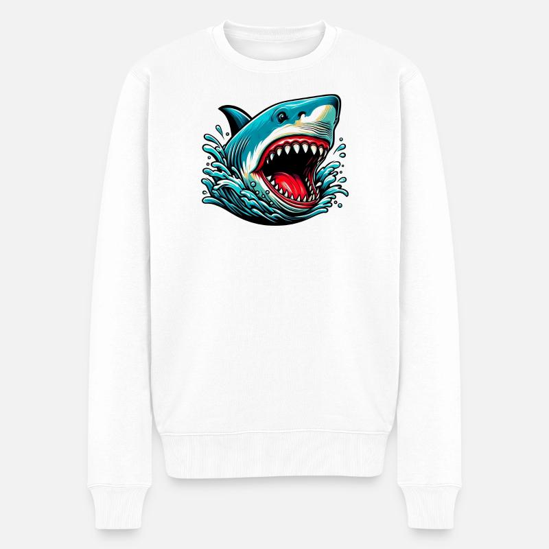 Hai - Männer Premium Bio Pullover - Weiß