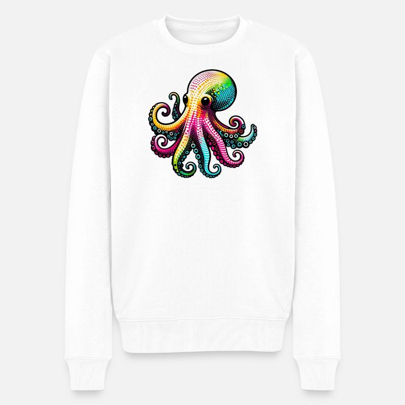 Krake - Männer Premium Bio Pullover - Weiß