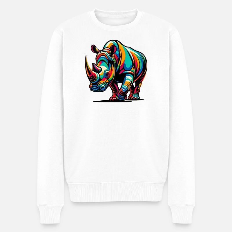 Nashorn - Männer Premium Bio Pullover - Weiß