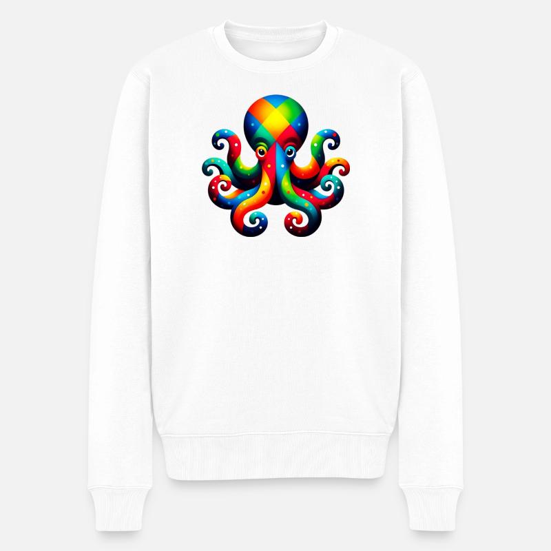 Harlekin Oktopus - Männer Premium Bio Pullover - Weiß