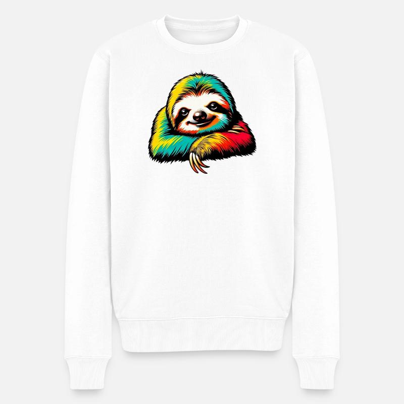 Faultier - Männer Premium Bio Pullover - Weiß