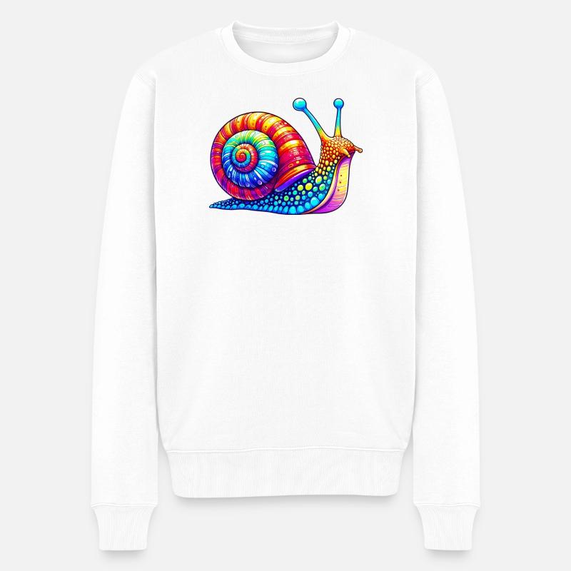 Schnecke - Männer Premium Bio Pullover - Weiß