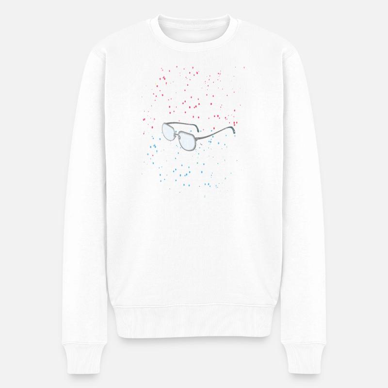glasses in the space - Männer Premium Bio Pullover - Weiß