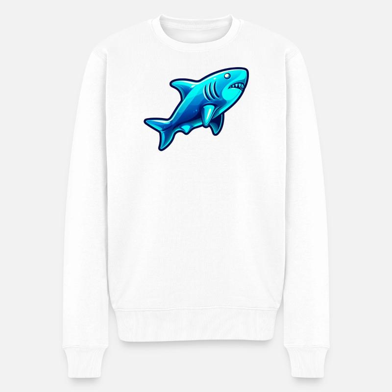 Hai - Männer Premium Bio Pullover - Weiß