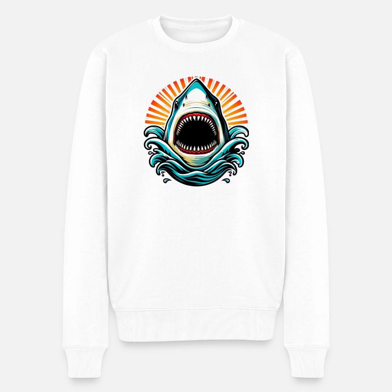 Hai - Männer Premium Bio Pullover - Weiß