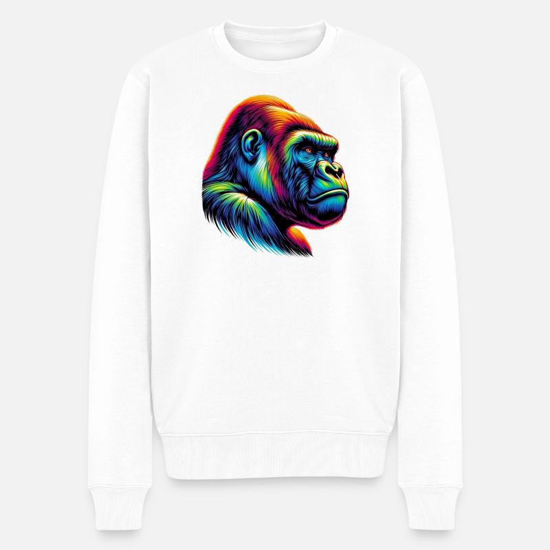 Gorilla - Männer Premium Bio Pullover - Weiß