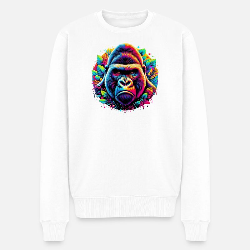 Gorilla - Männer Premium Bio Pullover - Weiß