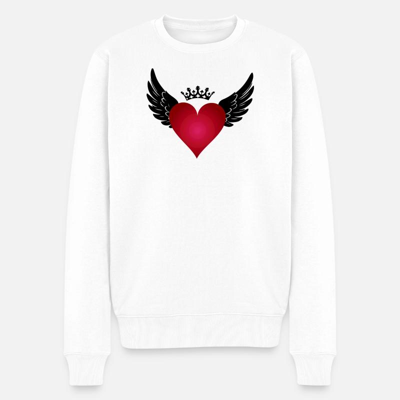 Ein Herz mit Flügeln und Krone: Liebe, die fliegt - Männer Premium Bio Pullover - Weiß